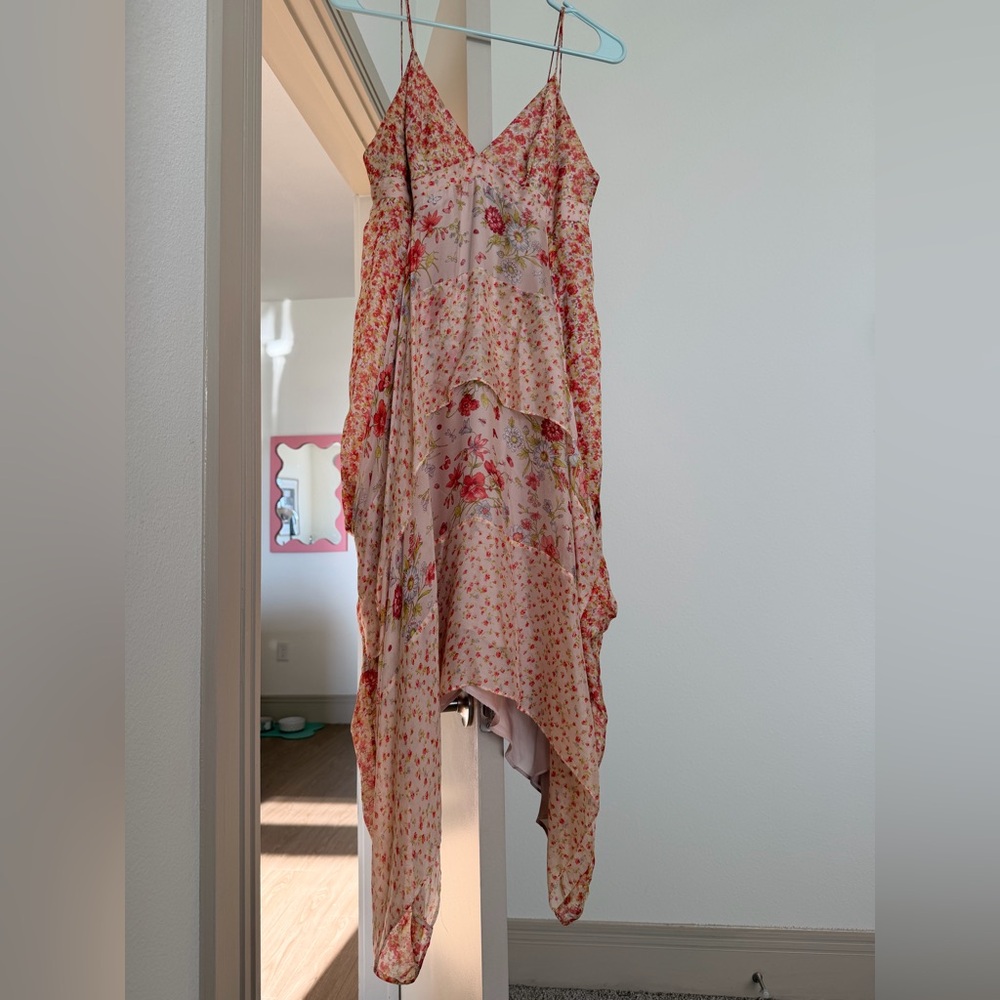 Zara Pink Floral High-Low Slip Dress